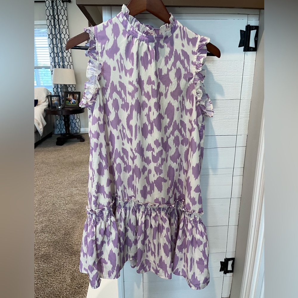 Pinch Lavender and White Ruffle Shift Dress